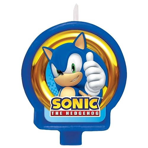 Multicolor Sonic The Hedgehog Birthday Candle - 2.6" x 2.4", 1 Piece - Perfect Celebration Cake Topper