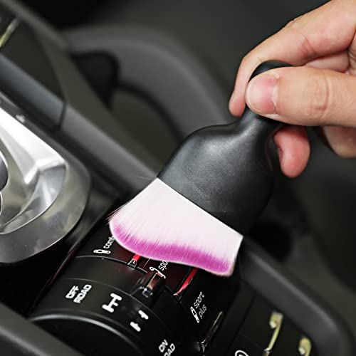Image of AOCISKA Car Interior Detailing Brush,Soft Bristle Cleaning Brush Car Detailing Brush Dusting Brush,Car Interior Cleaning Tool,Auto Detail Brush Car Dash Duster Brush (Black&Purple with Cap)