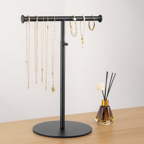 Niffgaff T Bar Purse Display Stand Tabletop: Adjustable Height Handbag Holder, Countertop Hanging Rack For Long Necklace Scarf Lanyard thumb #2