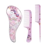 HYFZOD 3 Stück Haarbürste Kinder, Haarbürste Ohne Ziepen, Einhorn Regenbogen Mini Styling Trocken und Nasshaarbürste Taschenbürste, B