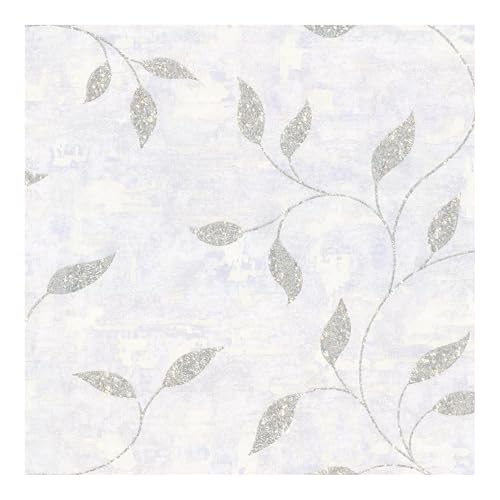 Boutique Ornamental Leaf Silver Textured Floral Wallpaper