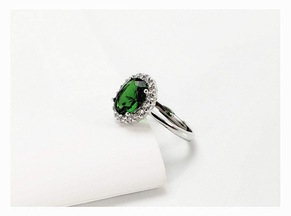 Moda S925 Sterling Silver Necklace Abertura Anillo Pendientes Joyería Conjunto De Mujeres De Cristal Oval Verde Retro Clásico Encanto Creativo Regalo De Alta Gama