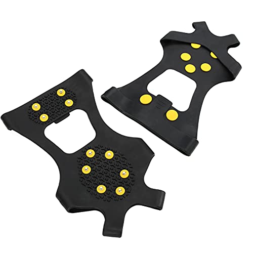 10 Steel Teeth Outdoor Snow Climbing Crampons Mountaineering AntiSlips Shoes Spikes (L)