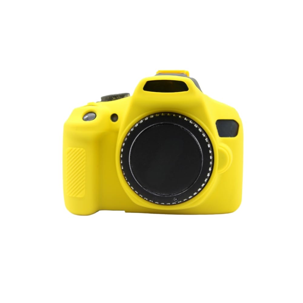 STSEETOP Camera Case for Canon EOS Rebel T6 T7 1300D 1500D - Protective Silicone DSLR Skin Cover, Detachable Cage, Shockproof, Dustproof (Yellow)