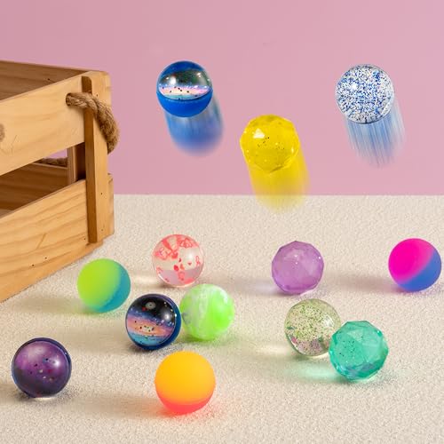 JOYIN 24 Stück 32 mm Flummies für Kinder, Flummi Mitgebsel Kindergeburtstag, Gummibälle Kleine Weihnachten Geschenke Adventskalender für Kinder, Strumpffüller