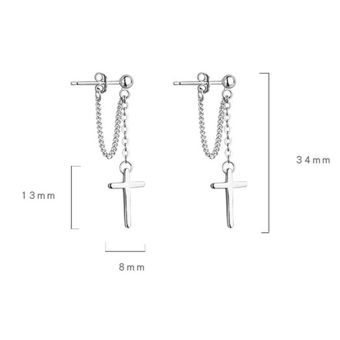 Orecchini A Goccia Con Croce In Argento 925 - Infilati A Sfera - Gioielli Unisex Ipoallergenici