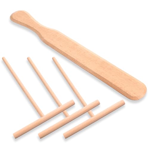 Crepes Verteiler Und Spatel 4 Stück 12mm Crepes Wender T- Form Crepe Verteiler Pfannkuchenwender Natürlichem Buchenholz Crepe Teigverteiler Set Pfannkuchen-Werkzeug für Torten Küche Backen Kochen