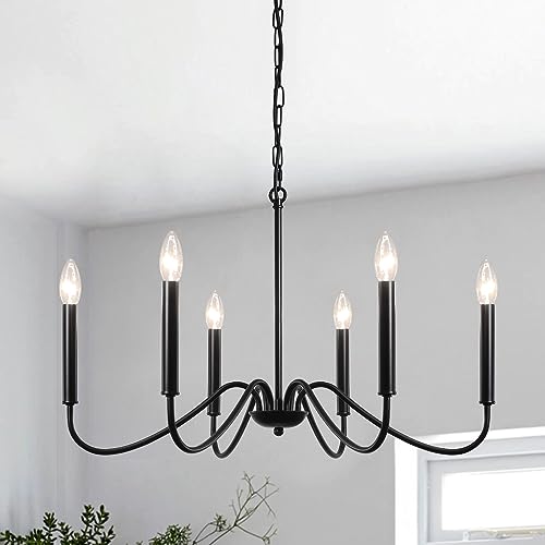 QAREHL Rustikale industrielle Eisen-Kronleuchter für Esszimmer, Bauernhaus-Beleuchtung, zum Aufhängen, Kerzenleuchter, Kronleuchter zum Aufhängen für Flur