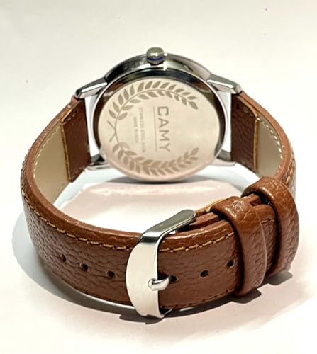 Image of Men's New Analogue Watch with Chronograph Design, Cream Dial, Brown Leather Strap