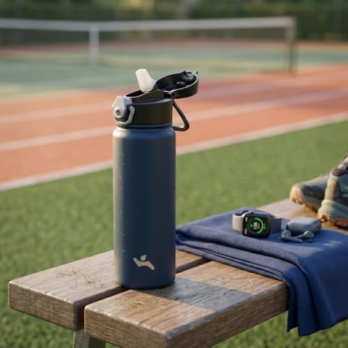 Image of Konokyo 40 oz Insulated Water Bottle with Straw, Carry Loop, Turquoise