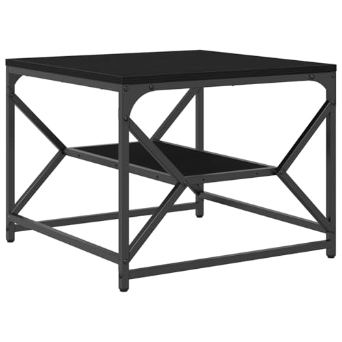 vidaXL Mesa de Café Moderna Estante de Almacenamiento para Sala de Estar - Madera Ingenierizada y Metal Duraderos - Diseño Cuadrado - 51 X 50 X 40 cm - Muebles Estilosos Contemporáneos
