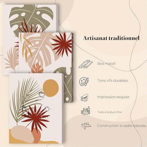 Tableau boho botaniques chic rouge marron orange vert sauge pour deco murale hyidecorart - 6