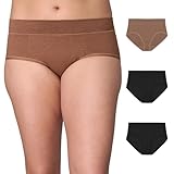 PLAYTEX Damen Pack, Plus-Size Underwear Available, Tummy Smoothing, Moisture-Wicking, 3-Pack Hipster-Höschen, Gekleidet in Schwarz/bronzierter Kastanie, XXL (3er