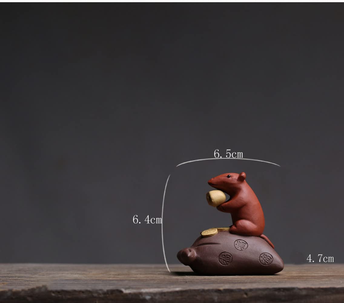 XIALON 6.5cm Purple Clay Rat Tea Pet Mouse Tea Play Crafts Kung Fu Tea Accessories Decoration
