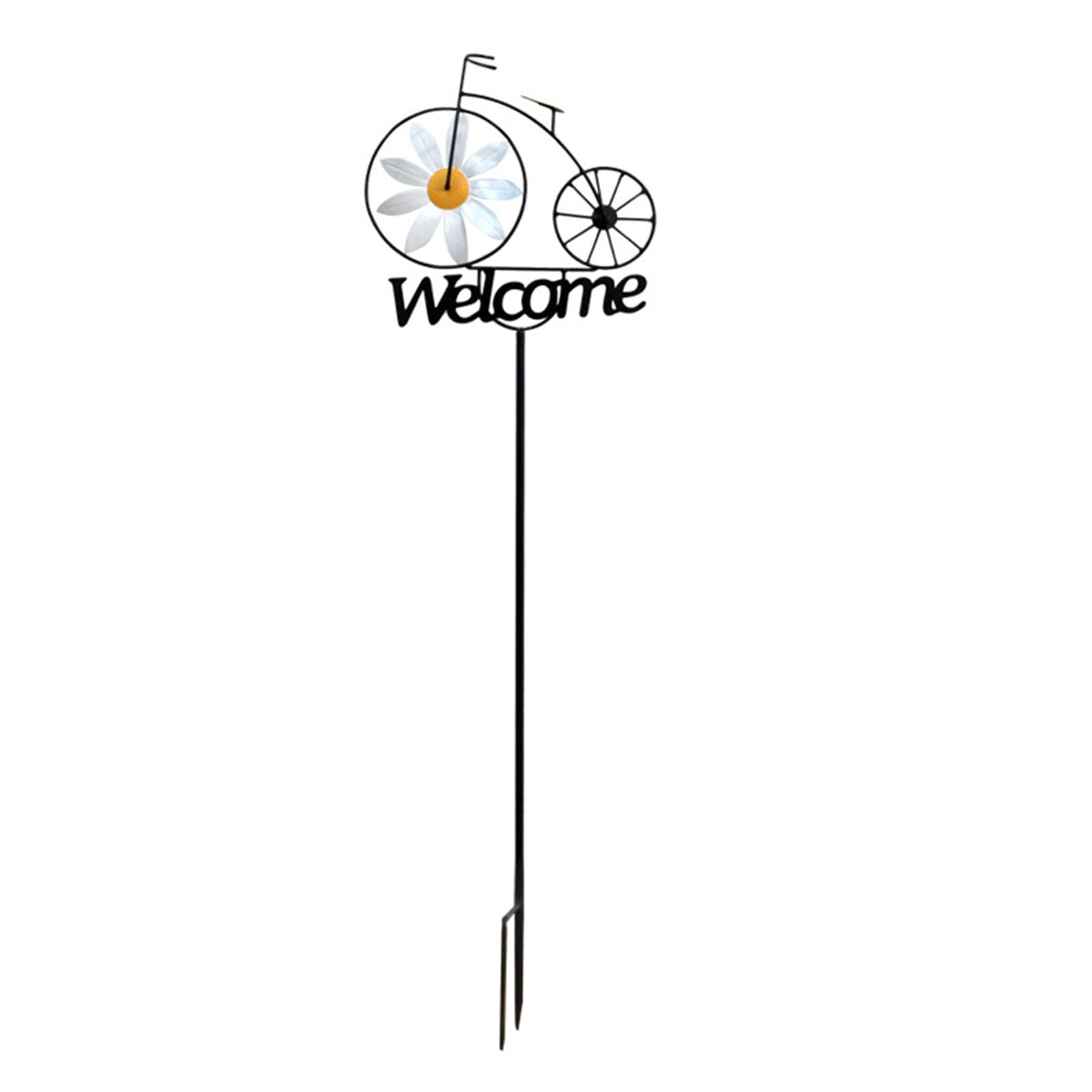 Garden Welcome Stake Iron Bicycles Windmills Stakes Outdoor Flower Wind Spinner for Yard Decorations Garden Stakes Decorative