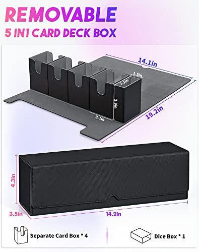 UAONO 5 in 1 Card Deck Case - Holds 900+ Unsleeved Cards, Strong Magnet Organizer - MTG, Yugioh, Magic Commander TCG CCG (Black) - Image 3