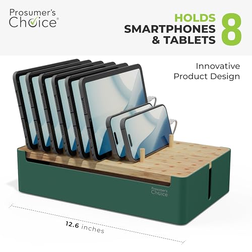 Prosumer's Choice Bamboo Charging Station - Multi Charger Station Organizer - Desk Docking Station for Phones, Tablets, Laptop - Wooden Charging Station with Removable Dividers - Cables Not Included - Thumbnail 3