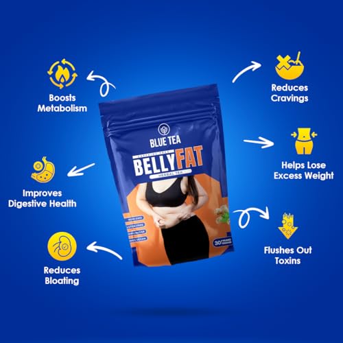 BLUE TEA - Belly Tea - 30 Tea Bags - Pyramid Plant Based | Caffeine Free - Herbal Tea - Sugar Free | Zipper Pack | Diwali Gift for Family, Friends & Corporate Gifting