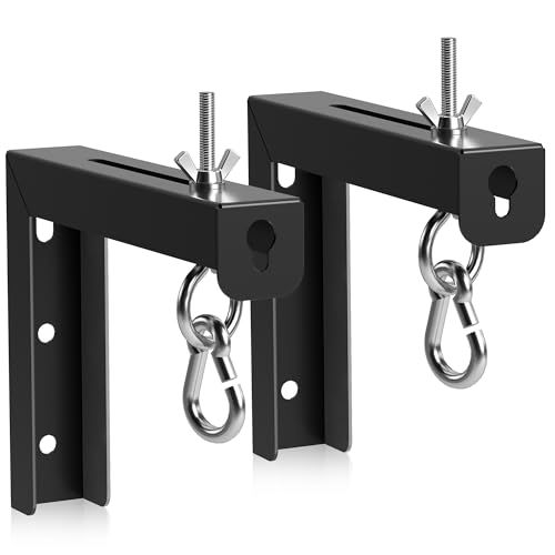Image of XINLEI Universal Projector Screen Wall Mount L-Brackets Hanging Ceiling Mount, 6 inch Adjustable Extension with Hook for Home Projector and Movie Screens, Hold up to 66 lbs, Black PRL003B