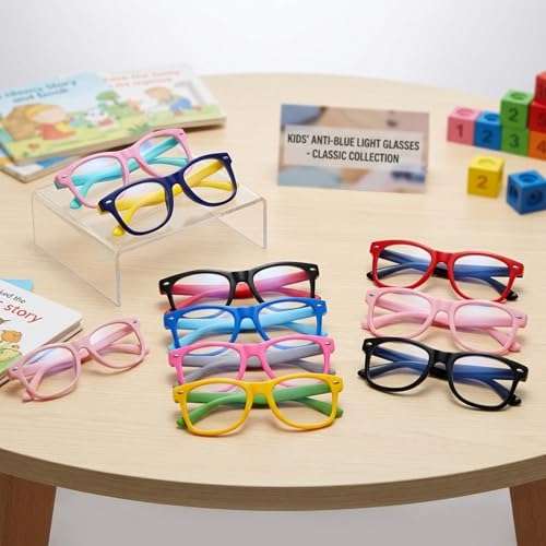 Image of Kids Blue Light Blocking Glasses Rectangle Digital Boys Girl Age for 5-12