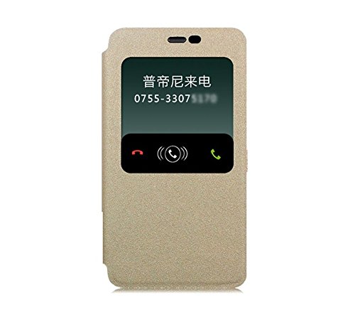 Image of Heartly GoldSand Sparkle Luxury PU Leather Window Flip Stand Back Case Cover for Meizu M2 Note - Hot Gold