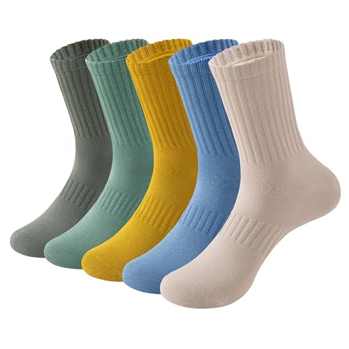 Image of MAGIARTE Womens Athletic Cotton Crew Socks Moisture Wicking Breathable Sports Casual Socks for Women 3 /5-PACK