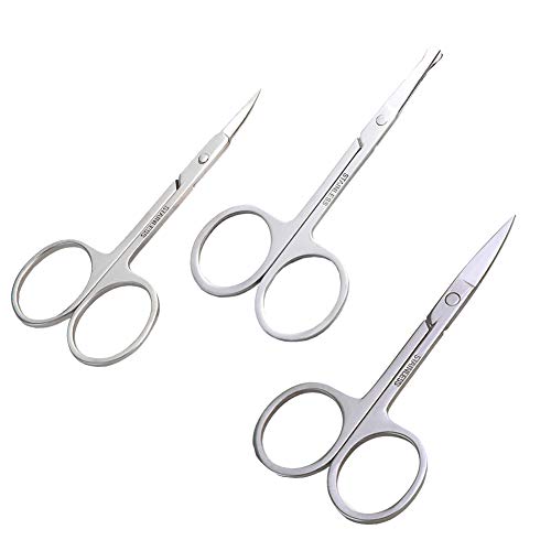 Preisvergleich Produktbild Haifly 3 Stück Edelstahl Augenbrauenschere Nasenscheren Trimmenschere Augenbrauenpflege