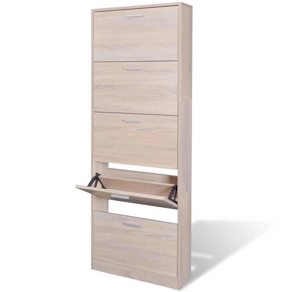 Meuble à chaussures en bois INLIFE : rangement vertical 5 compartiments à clapets ergonomiques