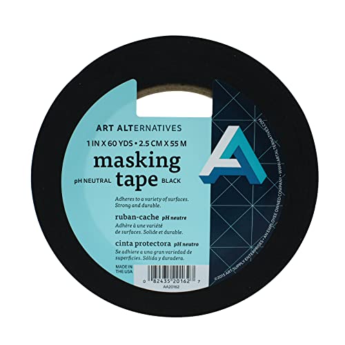 Art Alternatives pH Neutral Black Masking Tape, 1 in x 60 yds, pH Neutral