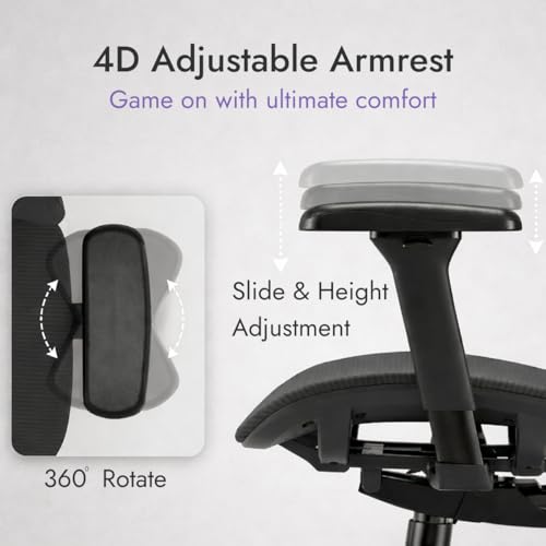 Image of Kreo Premium Gaming Chair - Ergonomic Mesh & Fabric Chairs with Adjustable Armrests, Recline & Lumbar Support, BIFMA Certified (Actus)