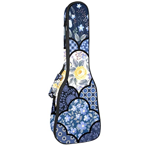 Sac rembourré 10 mm pour ukulélé ténor soprano bleu à carreaux