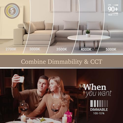 Nuwatt NW-GMB-C4-10W-5CCT-BLK-6PK Black 4 Inch Gimbal Retrofit Led Recessed Lighting, 5Cct Selectable 2700K/3000K/3500K/4000K/5000K, High Brightness 750 Lm, 10W, Adjustable Sloped Ceiling Light thumb #5