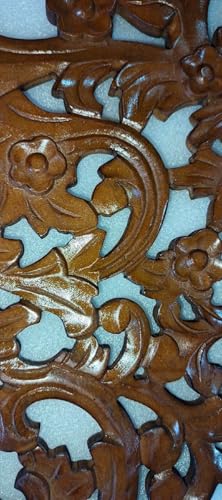 Image of VAS Collection Home Floral MDF Wall Decoration Panel, Wall Decoration Hanging, Wood Carving Wall Decoration Panel for Living Room, Bedroom, Hallway, Office (12 inch Inch X 27 inch Inch (Walnut)