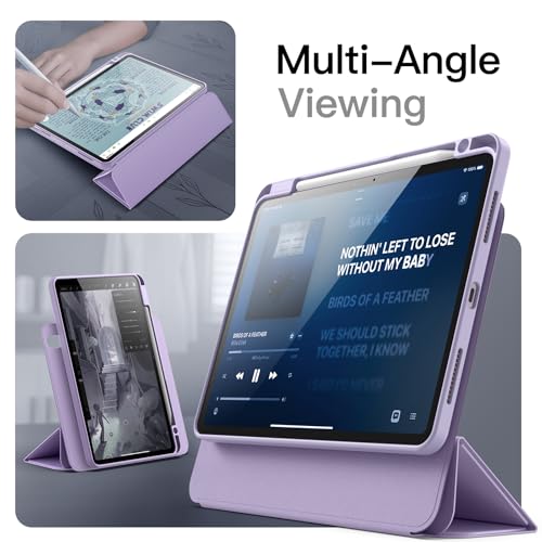 Image of JETech Magnetic Detachable Cover Case for iPad Air 11-Inch M4 /M3 /M2 (2026 /2025 /2024), iPad Air 5th /4th with Pencil Holder, Removable Rotating Cover, Portrait /Landscape Stand (Purple)