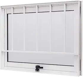 Janela de Aluminio Maxim-ar 60x60cm com Grade e Vidro Boreal Cristal Ramassol Branco