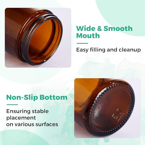 Amber Glass Jars with lids, 24 Pack 2oz Empty Cosmetic Jars, Refillable Airtight Wide Mouth Container for DIY, Sample, Cream, Lotion, Candle Making, Powder, Cosmetic3