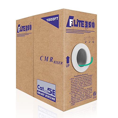 Cat5E Riser (Cmr), 1000Ft, Utp 24Awg, Solid Bare Copper, 350Mhz, Ul Certified, Easy To Pull (Reelex Ii) Box, Bulk Ethernet Cable, Green #TOP13