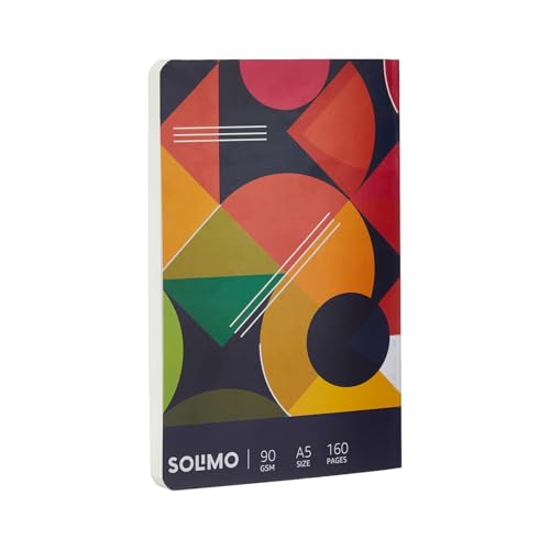 Image of Amazon Brand - Solimo A5 Ruled Notebook | 90 GSM | Flat Lay Binding | Rounded Corners | Flexible Soft Cover | Suitable for Sketching or Doodling, To-do lists & more (160 Pages)
