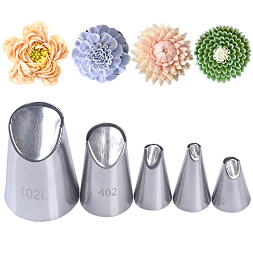 Tabiger Lot de 5 douilles à douille en forme de fleur de chrysanthème - Tulipe - Kit de décoration de gâteaux