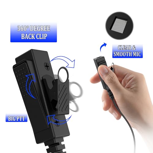 Image of SAMCOM 2-Wire Tactical Earpiece SM007 K-Plug for FPCN10A-PRO FPCN30A, 2Pcs | Durable Clip-on PTT, 2-Pin Detachable Tube Walkie-Talkies Earpiece for Construction Site, Outdoor Patrol, Event Staff