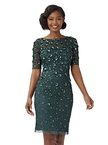 Image of Adrianna Papell Womens Beaded Cocktail Dress