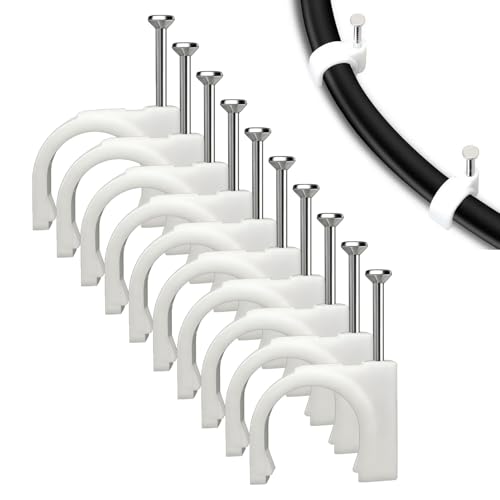 XNUT 100Pcs White Cable Clips with Steel Nails, Multi Sizes 6mm, Wall Mount Wire Holders for Home Office Cable Management image 4