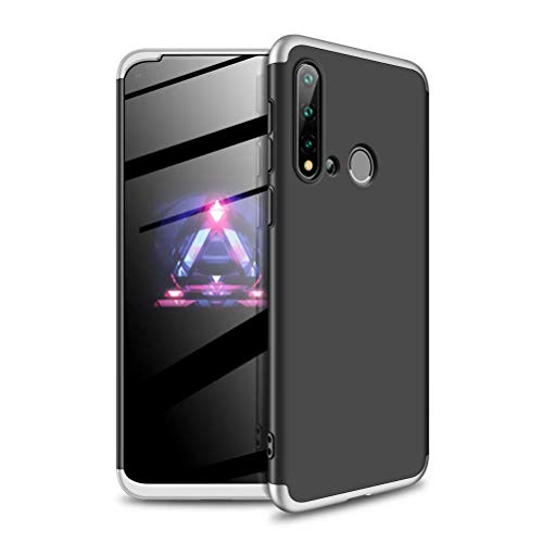 MISSDU Compatible avec Coque Huawei P20 Lite 2019/Nova 5i + Verre trempé écran Protecteur, 360 Degrés Complète Protecteur PC Plastique Housse Etui Cover, Argent Noir