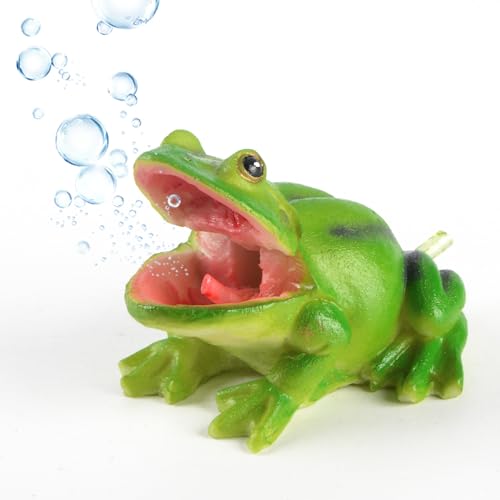 Image of Saim Aquarium Small Frog Air Bubbler Decorations Resin Animal Funny Frog Sculptures Aerating Action Frog Ornament, Oxygen Bubble Resin Crafts for Aquarium Fish Tank Decor, Green