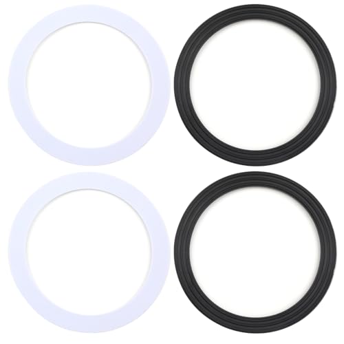 4 PCS Sink Plug Rubber Seal 110mm Sink O Ring Seal Washer Rubber O-Ring Sealing Gasket Washers Gaskets Bath Seal Set for Toilet Drain Kitchen Sink Basket Strainer Waste Bathroom (Black & White)