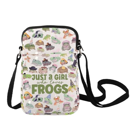 LEVLO Cartoon Frog Crossbody Bag Frog Lover Gift Frogs Animal Shoulder Bag Cartoon Frogs Merchandise