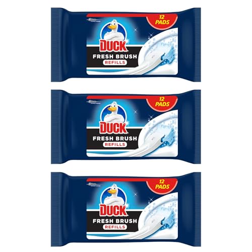 Duck Fresh Brush Toilet Cleaner Refills –Flushable Pads | Disposable Toilet Cleaning Refill Heads | Stain & Odour Removal | Brush & Flush System | Fresh Scent Bathroom Cleaner Pads (36-3x12)