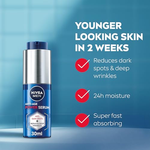 NIVEA MEN Anti-Age 2in1 Power Serum (30ml), Hydrating Serum with Thiamidol and Hyaluronic Acid, Reduces Deep Wrinkles and Dark Spots for Younger-Looking Skin - Image 3