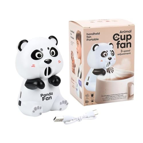 Mini ventilador de refrigeración de alimentos - Gadget portátil Cute Panda de 3 velocidades, accesorio de ventilador de refrigeración de taza de agua | Restaurante diario Viajes de verano Camping Fest