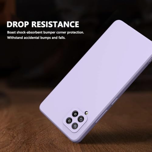 Image of DIZORO Liquid Silicone Case with Microfiber Coushioning Compatible for Samsung Galaxy A12 /M12 /F12 Shockproof Slim Back Cover, Gel Rubber Full Body Protection - Purple
